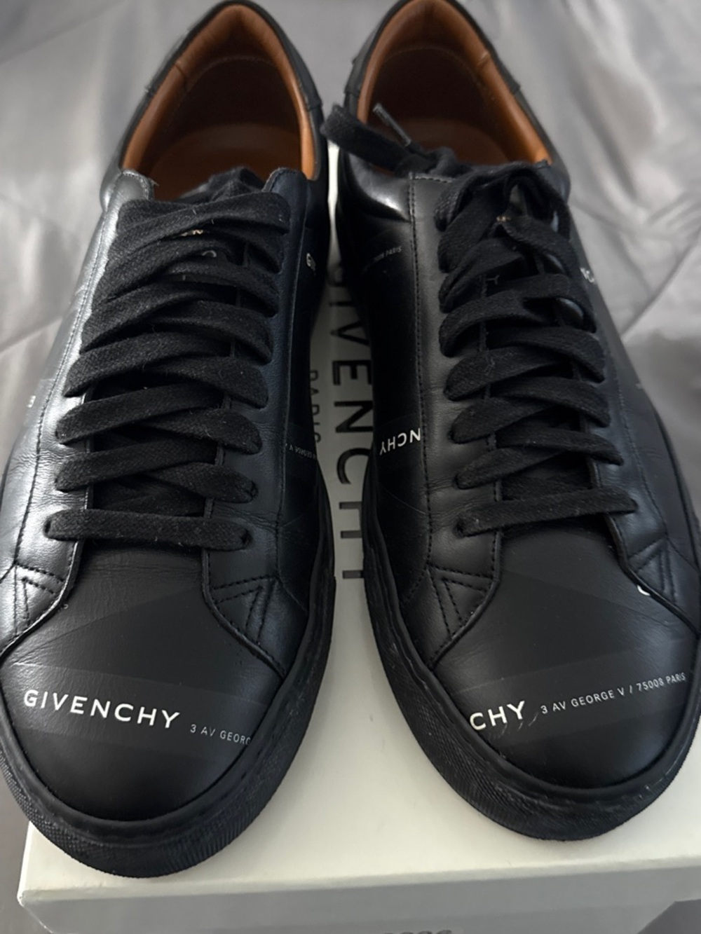 Givenchy Black Leather Low-Top Sneakers with White Logo